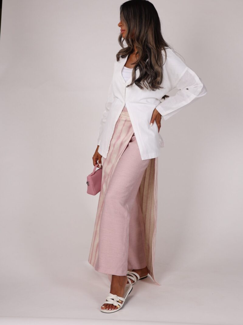 White top + pink(pants+coverup)