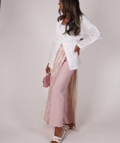White top + pink(pants+coverup)