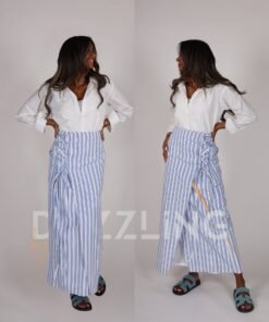 White shirt +wrapped skirt