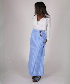 White shirt with wrapped skirt